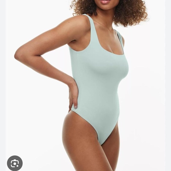 890 Babaton Square Neck Bodysuit Size Medium Color Blue/Grey - Picture 1 of 6